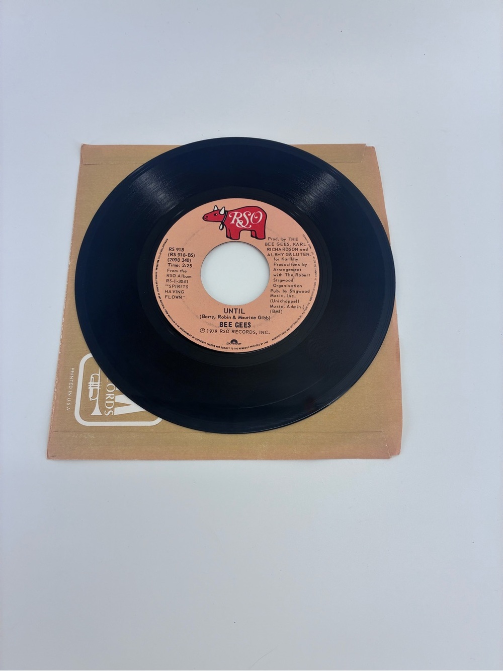 Bee Gees 'Until' Vintage 45 RPM Vinyl Record